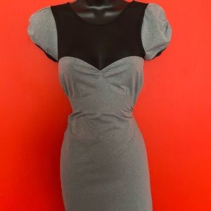 Form fit short sleeve jean colored dress, size small